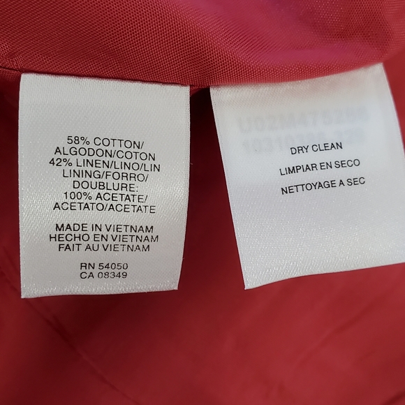 Anne Klein Linen Blend Blazer Size 14 Pink Structure Button Front Lined Jacket - Picture 11 of 13